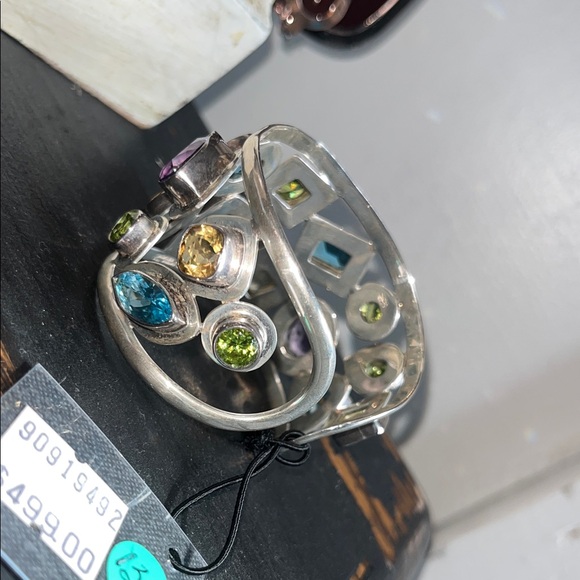 Charles Albert Gemstone Silver Cuff Bracelet - Picture 3 of 8